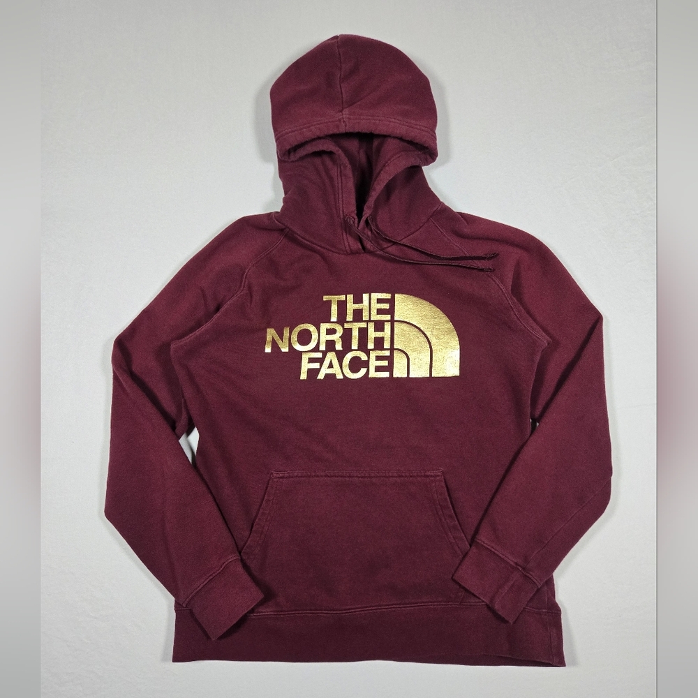 The North Face Women's Maroon Gold Foil Half Dome Pullover Hoodie Size Medium